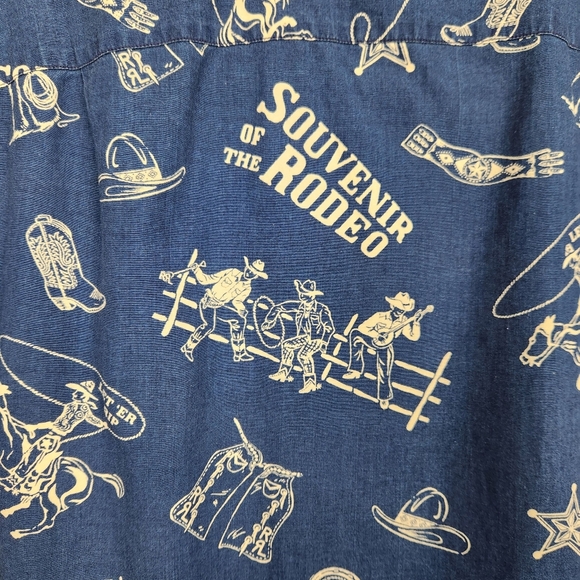 Ralph Lauren Double RL Blue Western Rodeo Camp Shirt Japanese Cotton Mens Size L - Picture 7 of 12